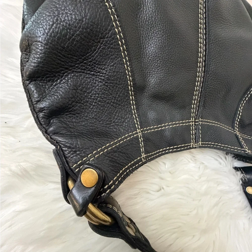 Lucky Brand Black Hobo Bag with Gold Accents